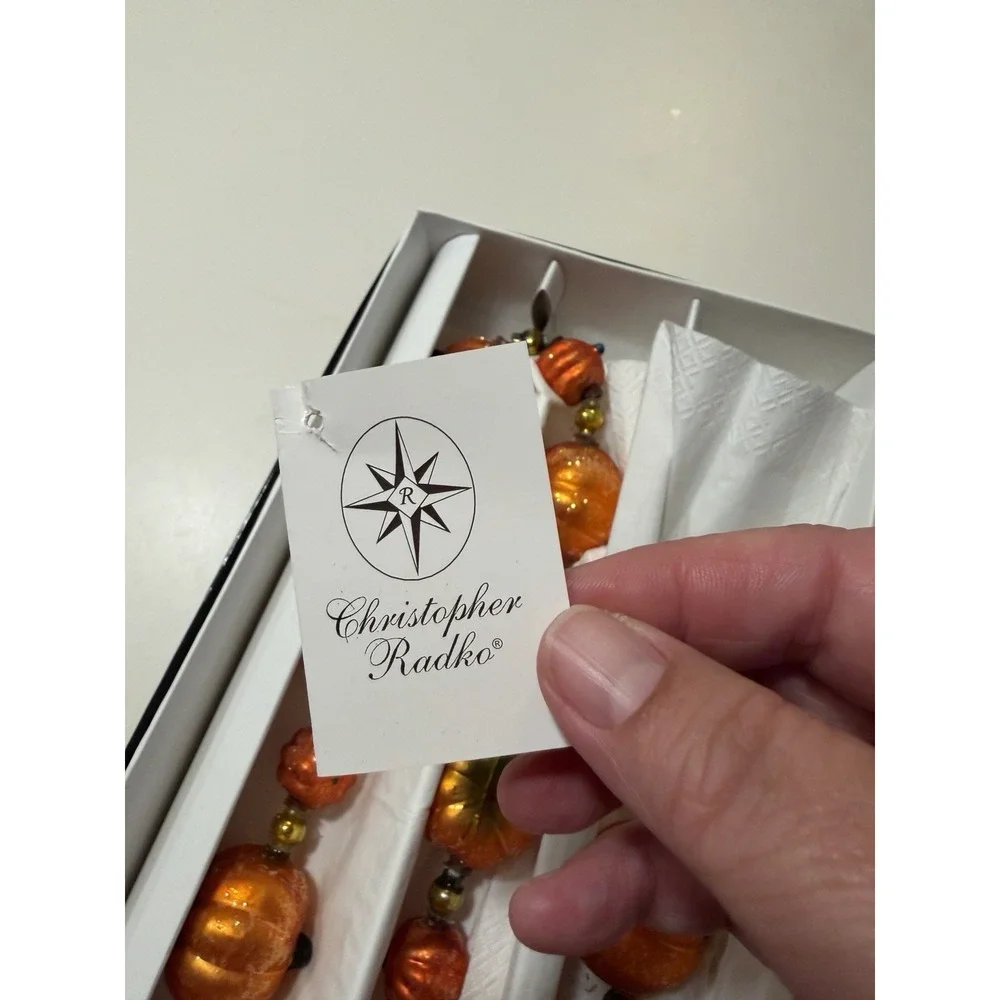 Vintage Christopher Radko 2000 Pumpkin Garland 00-152-0 Glass 36